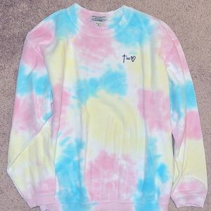 Shop Darling Jessi Afshin Rainbow Heart Cord Pullover Sweatshirt